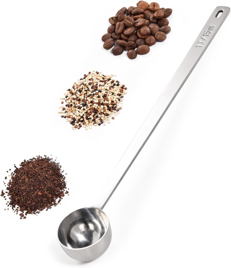 Doosu 18/8 Stainless Steel Coffee Scoop, Food-Grade Metal Measuring Spoon with 8.5in Long Handle, Tablespoon Scooper for Coffee Beans, Ground Coffee, Espresso, Protein Powders, Tea, Sugar (1 Tbsp) - Image 1
